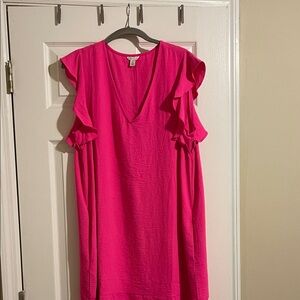 Cato Fuchsia Ruffle Sleeve Dress